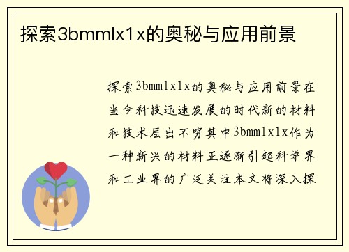 探索3bmmlx1x的奥秘与应用前景